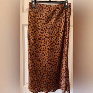 Grace Wild Patterned Midi Skirt in Black and Brown Cheetah Print